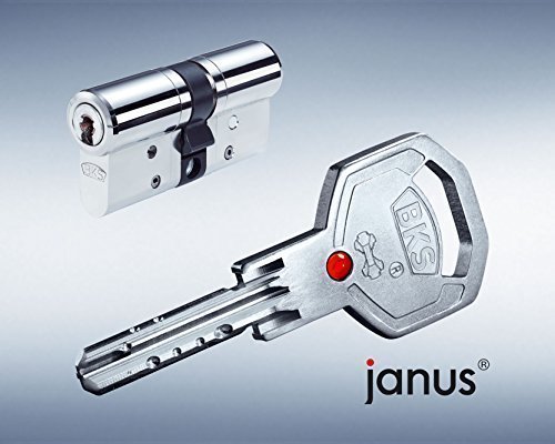 BKS Profilzylinder Janus 46 ink. Sicherungskarte und 5 Schlüssel – 31 / 45 messing vernickelt mit Not und Gefahrenfunktion